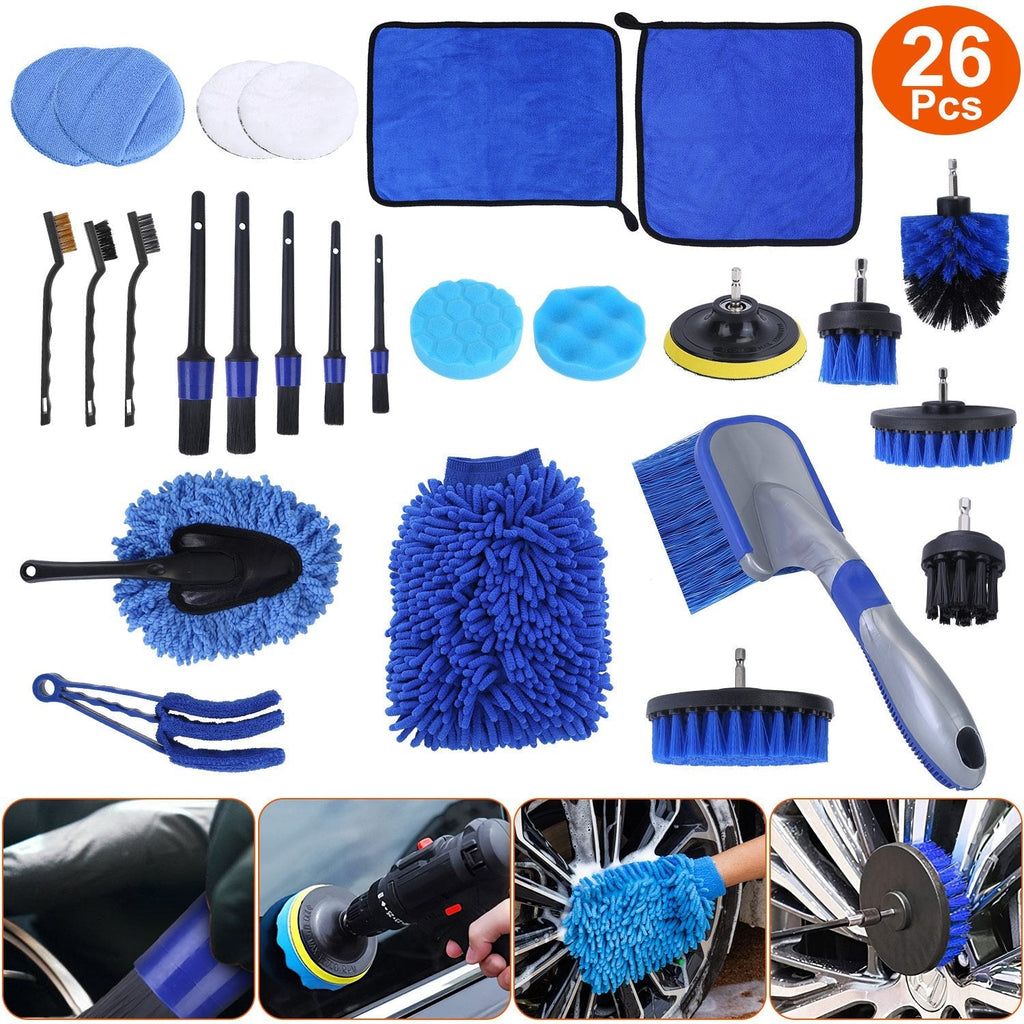 26-Piece Car Detailing Brush & Pad Kit