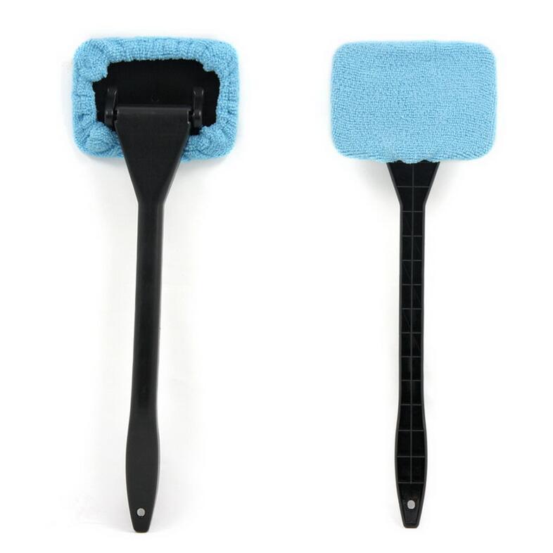 microfiber car window cleaner with brush long handle car washer, windshield wiper, glass cleaning brush washable...