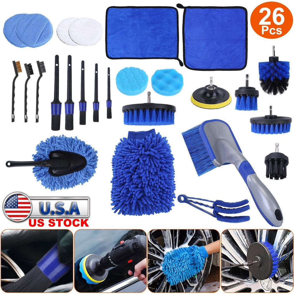 26-Piece Car Detailing Brush & Pad Kit