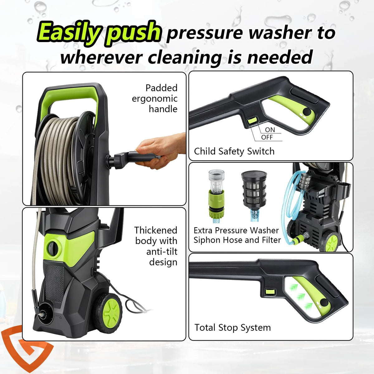 5000 PSI Electric Pressure Washer – 52.5 ft