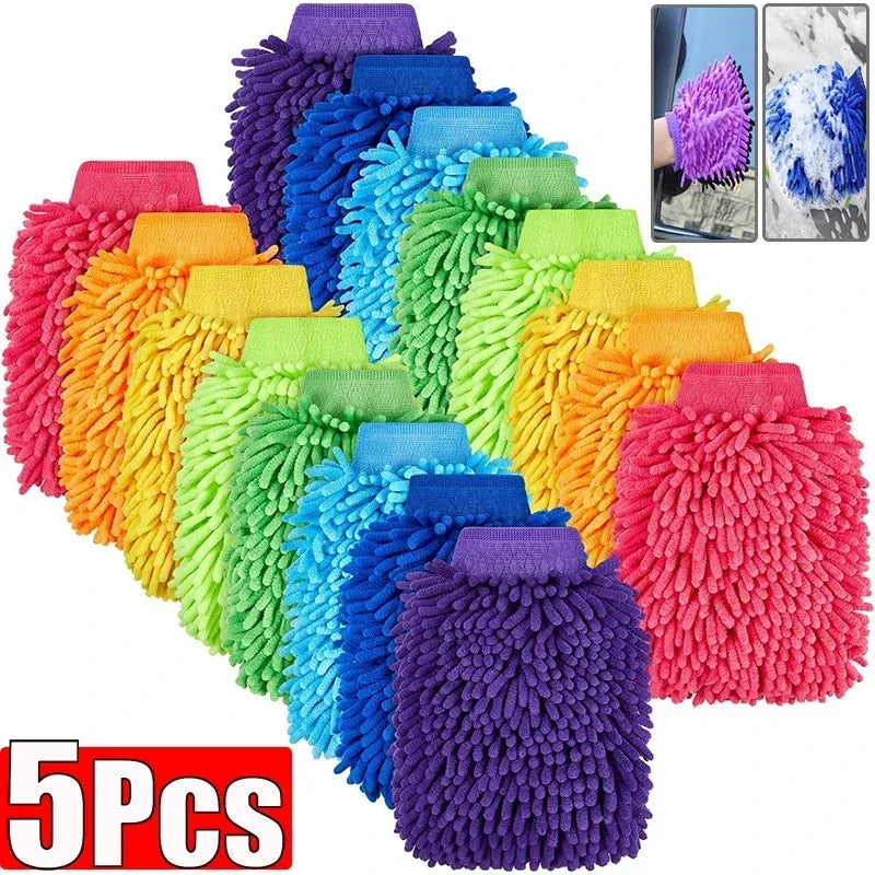 Car Wash Gloves Chenille Coral Fleece Gloves Washing Wiper Car Cleaning Towel Auto Dust Washer Mitt Car Cleaning...
