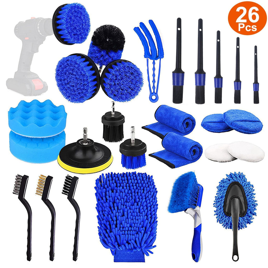 26-Piece Car Detailing Brush & Pad Kit