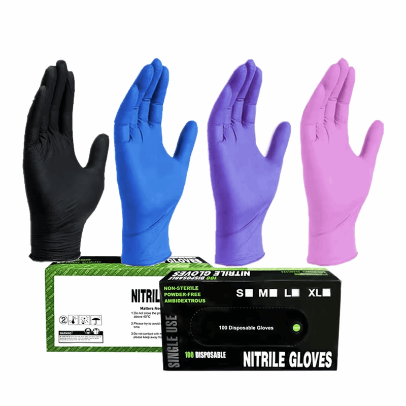 Disposable Nitrile Gloves, Box of 100, Fully Textured, Powder-Free, Latex-Free, Non-Sterile