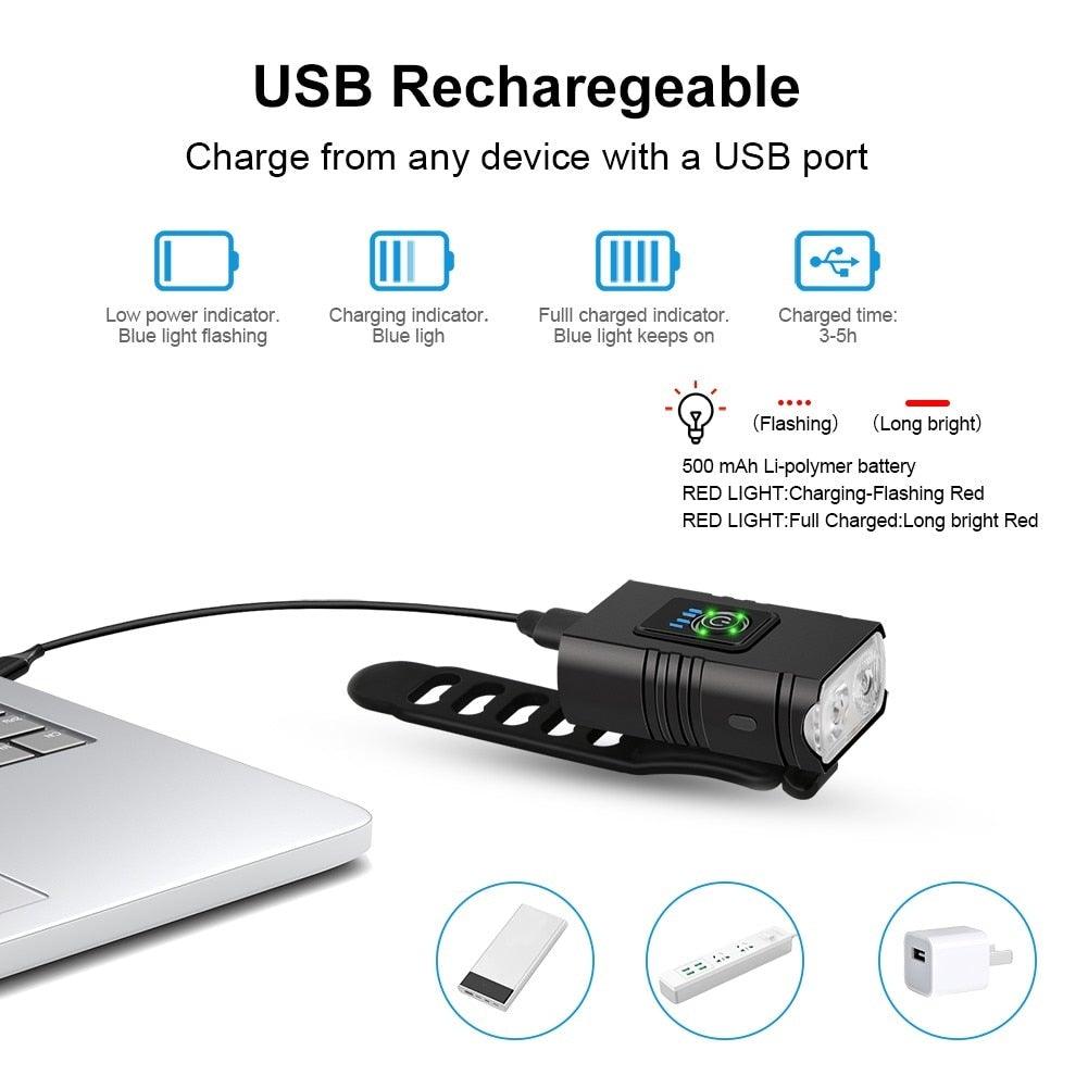 1000-Lumen USB Rechargeable Bike Light